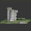 Detailed Castle Model With Stone Towers Hedges Pathways And Greenery