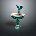 Garden Ornament Fountain With Bat Sculpture Verdigris Finish And Intricate Base Design