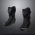 Black Motorcycle Boots With Protective Design Metallic Toe Caps Red Accents And Modern Styling