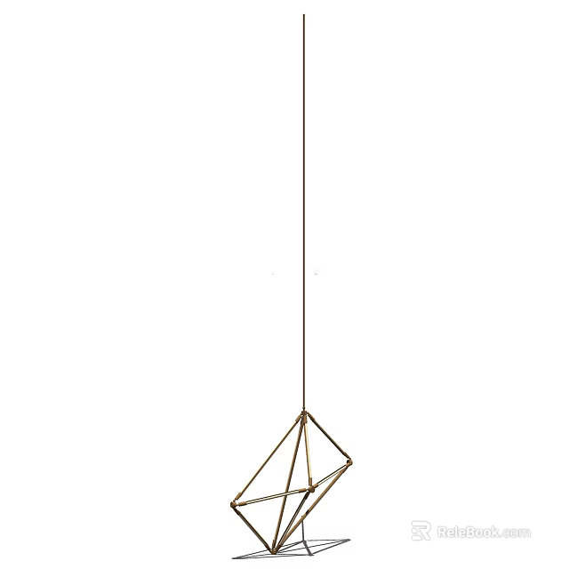 Modern Gold Geometric Chandelier With Sleek Metal Frame And Minimalist Design 3d model 