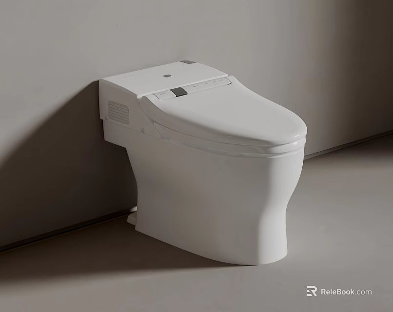Sleek Smart White Toilet With Modern Design In Minimalist Bathroom Space 3d model 