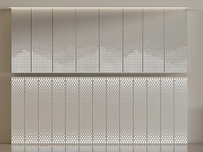 Simple Modern White Perforated Partition Wall With Upper Rectangular Lower Circular Patterns 3d model