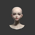 Bald Doll Head With Lifelike Detailed Delicate Facial Features On Dark Background 3d model