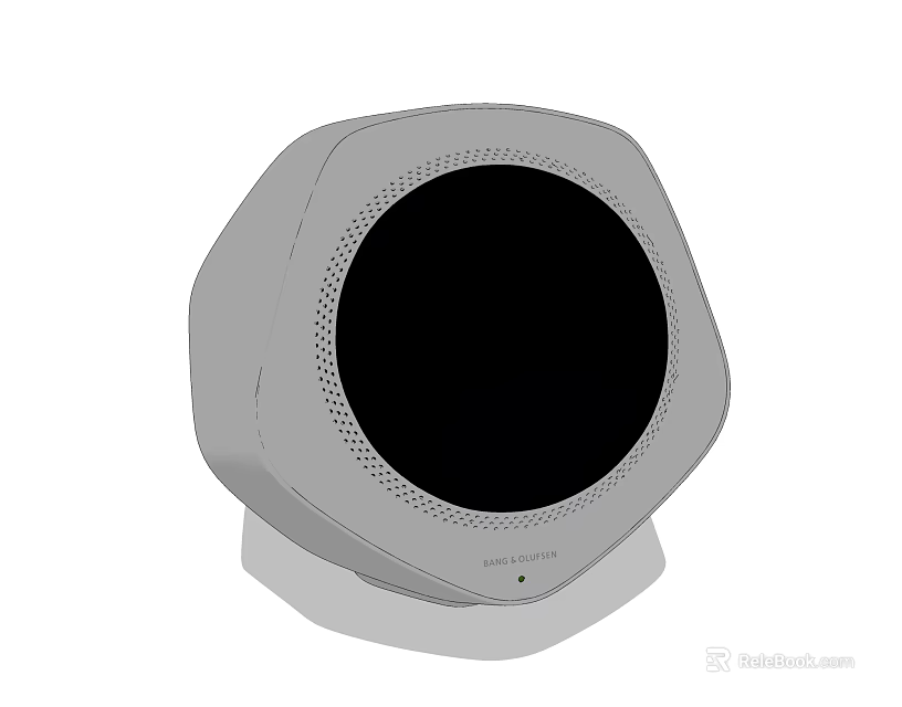 Sleek Gray Hexagonal Speaker Featuring Circular Panel And Stable Base Design 3d model
