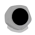 Sleek Gray Hexagonal Speaker Featuring Circular Panel And Stable Base Design 3d model