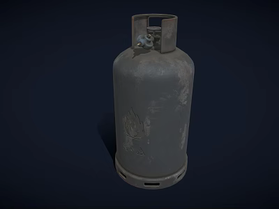 Gray Worn Industrial Gas Cylinder With Metal Surface Industrial Equipment 3d model