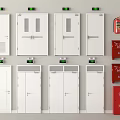 Various Fire Safety Equipment Including Fire Doors Extinguishers Cabinets And Indicator Lights
