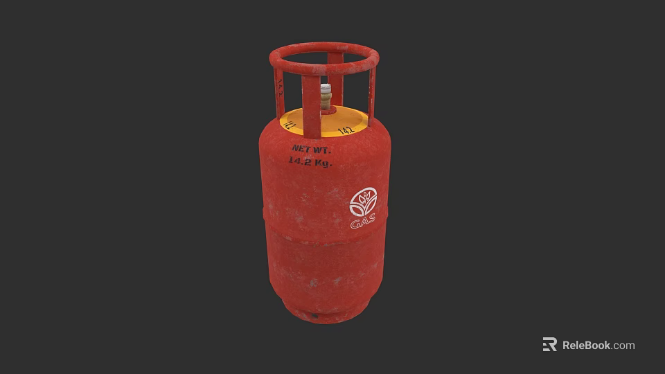Red Industrial LPG Gas Cylinder With 15kg Net Weight And Logo 3d model 