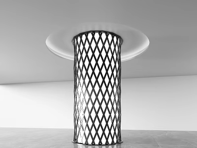 Modern Diamond Lattice Column In Minimalist Interior With Circular Top Design 3d model