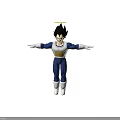 Anime Character 3D Model With Blue White Uniform Spiky Black Hair Standing Pose Arms Outstretched