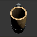 Vintage Wooden Musical Horn With Curved Design And Metallic Decorative Bands