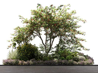 Lush Shrubs With Green Foliage And Colorful Blooms In Garden Landscape Design 3d model