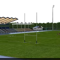 Outdoor Sports Stadium With Green Grass Field Running Track And Athletes Training For Fitness
