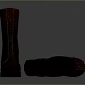Stylish Red High Top Boots With Yellow Stitching And Dark Soles