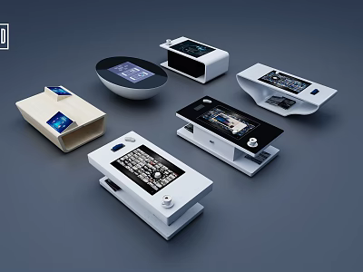 Modern All In One Machines With Digital Displays And Various Designs 3d model