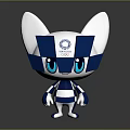 Cartoon Olympic Mascot Character With Blue White Design Cat Like Look And Big Eyes