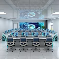 Modern monitoring room bow technology console data laboratory monitoring center 3d model