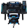 Gaming Computer Setup With RGB PC Case Dual Monitors Mechanical Keyboard And Ergonomic Chair
