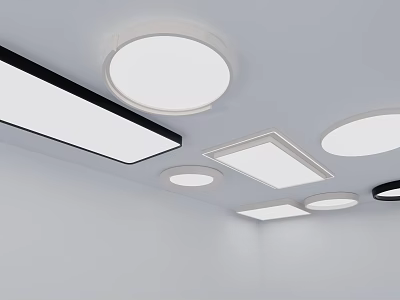 Modern Ceiling Lights With Round Square And Rectangular Shapes For Interior Spaces 3d model