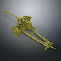 Vintage Yellow Cannon Weapon Model With Wheels Long Barrel And Detailed Structure