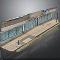 Modern Urban Street Storefront Featuring Brick Structure Sidewalk And Lamp Post 3d model