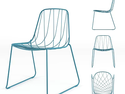 Modern Single Chair With Sleek Metal Wire Frame And Contemporary Design 3d model