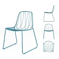 Modern Single Chair With Sleek Metal Wire Frame And Contemporary Design
