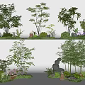 Diverse Plant Combinations With Various Trees Shrubs Flowers And Decorative Elements 3d model