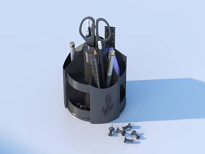 Black Desk Organizer For Organizing Stationery Pen Scissors And Push Pins 3d model