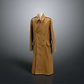 Brown Long Double Breasted Coat With Classic Collar And Functional Pockets For Daily Use