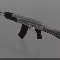 Classic Assault Rifle With Black Grip Silver Metal Body And Wooden Stock