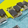 Waterfront Commercial Street With Traditional Buildings Over Scenic Water Channels