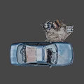Wreck car with engine 3d model