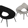 Modern Lounge Chairs With Curved Herringbone Texture Dual Tone Design And Slim Metal Legs