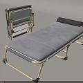 Single Foldable Bed with Gray Mattress and Metal Frame for Guest Room