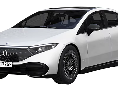 White Mercedes Modern Car With Sleek Body Black Roof Front Grille And Alloy Wheels 3d model