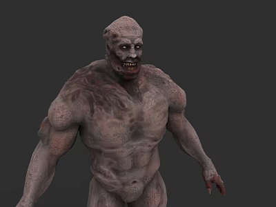 Zombie Character With Muscular Body Bloody Torn Skin And Fierce Face 3d model