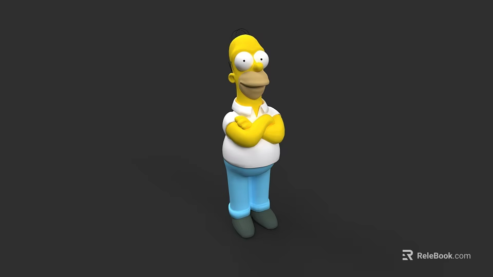 Homer Simpson 3D Character From The Simpsons With Yellow Skin White Shirt Blue Pants 3d model 