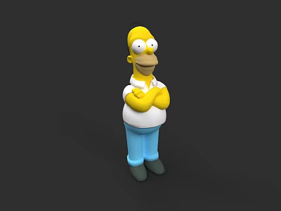 Homer Simpson 3D Character From The Simpsons With Yellow Skin White Shirt Blue Pants 3d model