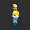 Homer Simpson 3D Character From The Simpsons With Yellow Skin White Shirt Blue Pants