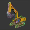 Yellow Heavy Duty Tracked Excavator With Front Bucket And Mechanical Arm