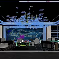 Modern Luxury Spacious Bright Sales Office Interior With Sofa Chandelier Decorative Paintings And Carpet