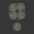 Group of Silver Metal Drums With Green Ropes And Warning Labels