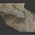 Natural Rocky Landscape With Mountainous Terrain Brown Tones And Blue River