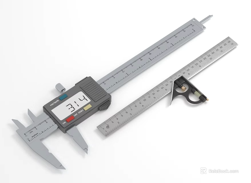 Precision Hardware Tools Digital Caliper with Digital Display and Measuring Ruler with Accurate Scale 3d model 