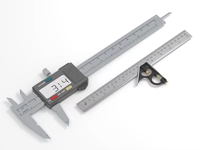 Precision Hardware Tools Digital Caliper with Digital Display and Measuring Ruler with Accurate Scale 3d model