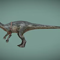 Realistic Dinosaur Model With Scaly Skin Open Mouth And Leather Strap On Body