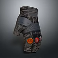 Patterned Casual Shorts In Dark Gray Design With Red And Orange Decorative Patches