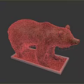 Realistic Brown Bear Model Standing On Red Base Display Platform