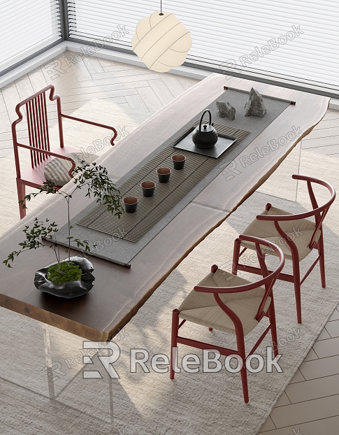 Tea Table and Chair Tea Set Wood Floor model